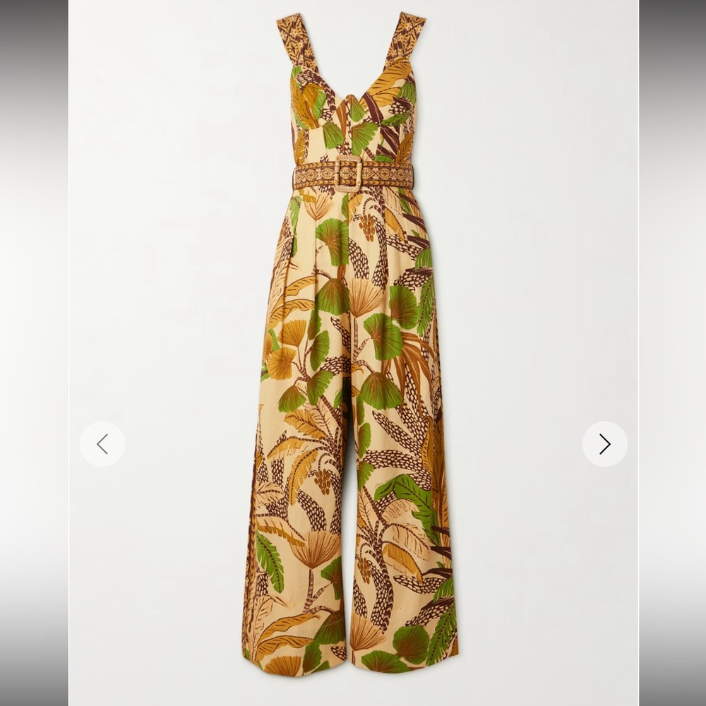 FARM Rio Leafy Green and Brown Jumpsuit